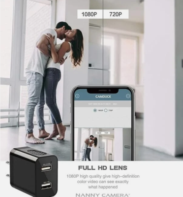 Wireless 1080P HD Camera Charger - Black