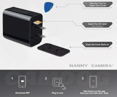 Wireless 1080P HD Camera Charger - Black