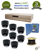 8 Sony CCD Dome Cameras with Networking MPEG4 DVR, CD Burner & Hard Drive AccuDome WYCM-45DVH/WAV...