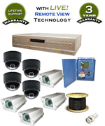 Complete 8 Color Infrared Sony CCD Cameras AccuDome WYCM-45DVH & SONY WCAMIR480/WAVC-785 8-Channe...