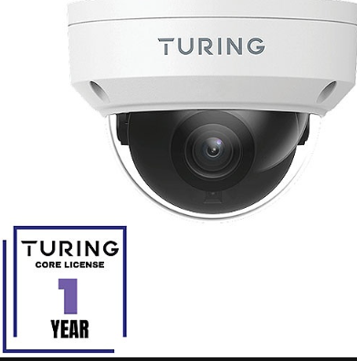 Turing Video TP-MFD8M28-1Y CORE AI VSaaS License-Enabled 8MP Low Light Dome IP Camera, 2.8mm Fixe...