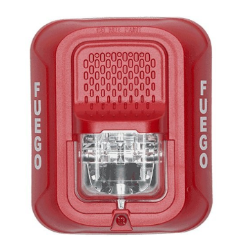 System Sensor SRL-SP Indoor Selectable Output Strobe, Wall Mount, "FUEGO" Marking, Red