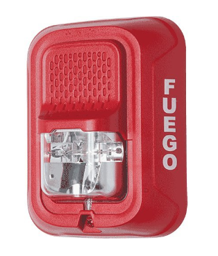 System Sensor SRL-SP Indoor Selectable Output Strobe, Wall Mount, "FUEGO" Marking, Red