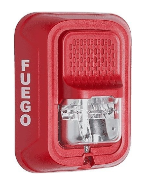 System Sensor SRL-SP Indoor Selectable Output Strobe, Wall Mount, "FUEGO" Marking, Red