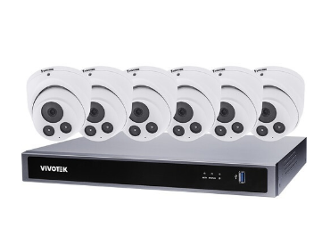 VIVOTEK V5K6T3A2 7-Piece Video Surveillance Kit with (6) 5MP Turret IP Cameras and (1) 8-Channel ...