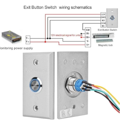 Door Access Control System Stainless Electric Steel Door Exit Button Door Push Release Button Pus...