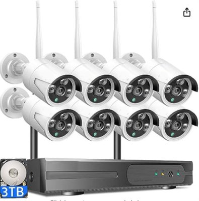 Worldeyecam 2K Wireless Security Camera System, 10CH NVR Kit,8Pcs 3MP WiFi Surveillance Cameras f...