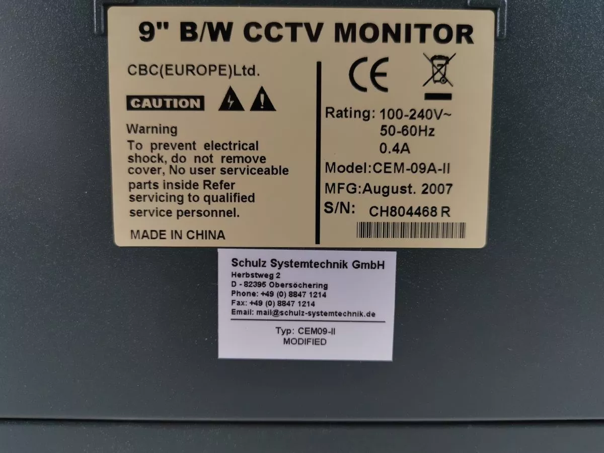 WEC -09A-II B/W CCTV MONITOR