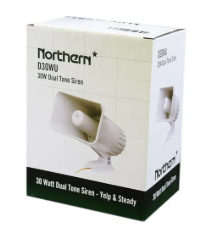 Northern White 30 Watt Dual Tone Siren Yelp & Steady D30WU