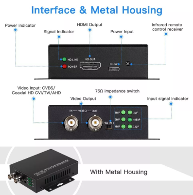 4K WECBNC TO HDMI CONVERTER CONVERT ANALOG VIDEO SIGNAL / AHD/ CVI/ HD TVI TO HDMI