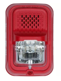 System Sensor P2GRKLED L-Series Outdoor Compact Wall-Mounted Horn Strobe, "FIRE", Red