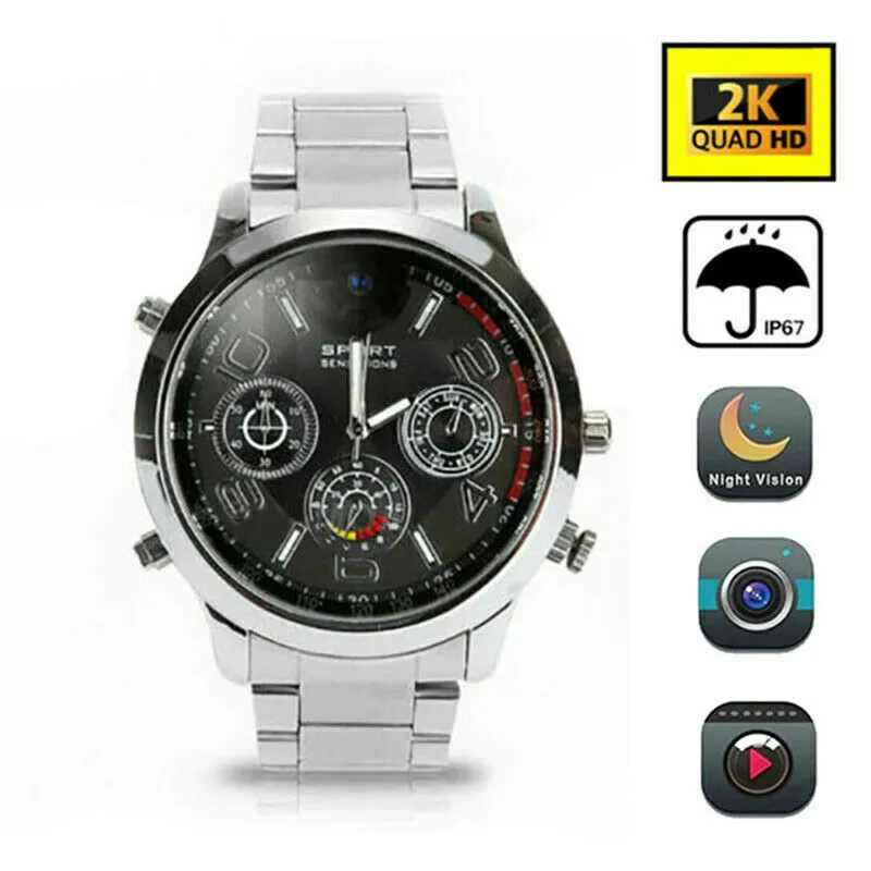 2K 1296P UHD Watch Security Mini Camcorder Portable Video Recorder Night vision
