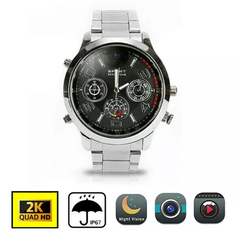 2K 1296P UHD Watch Security Mini Camcorder Portable Video Recorder Night vision