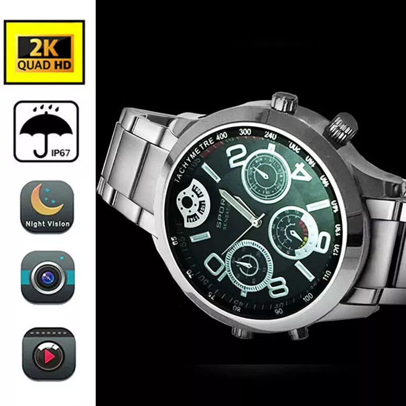2K 1296P UHD Watch Security Mini Camcorder Portable Video Recorder Night vision