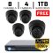 4 HD 1080p Security Dome 8Ch DVR System Kit for Business Professional Grade