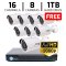 16 CH DVR with 8 HD 1080P Bullet Cameras HD Kit for Business Professional Grade FREE 1TB Hard Dri...