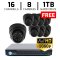 16 CH DVR with 8 HD 1080p Dome Cameras DVR Kit for Business Professional Grade FREE 1TB Hard Driv...