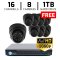 16 CH DVR with 8 HD 1080p Dome Cameras DVR Kit for Business Professional Grade FREE 1TB Hard Drive